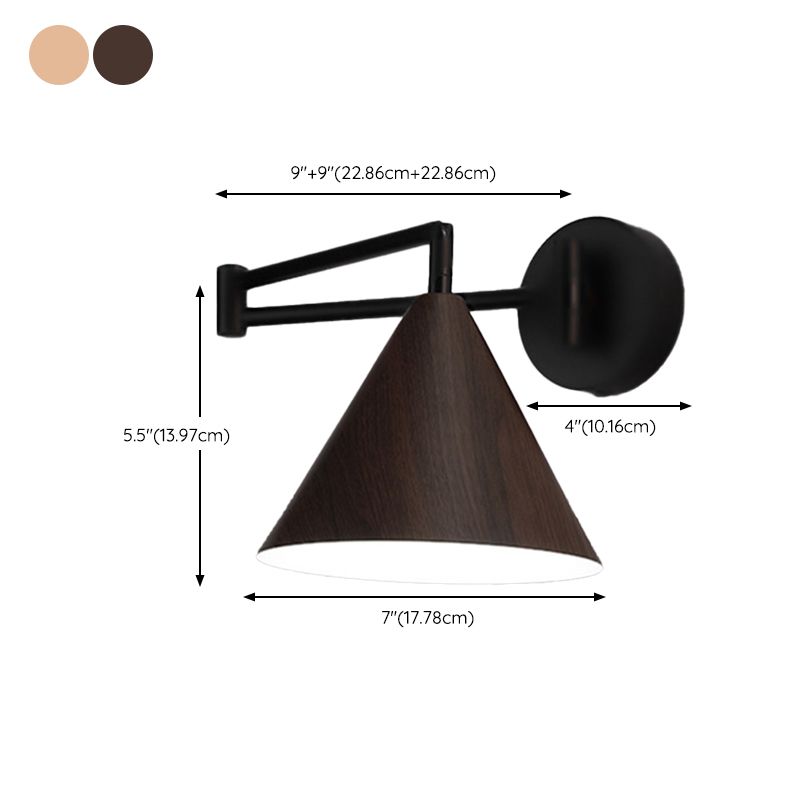 Ozawa Modern Design Kegelvormige Verstelbare Wandlamp, Metaal/Hout Slaapkamer/Woonkamer