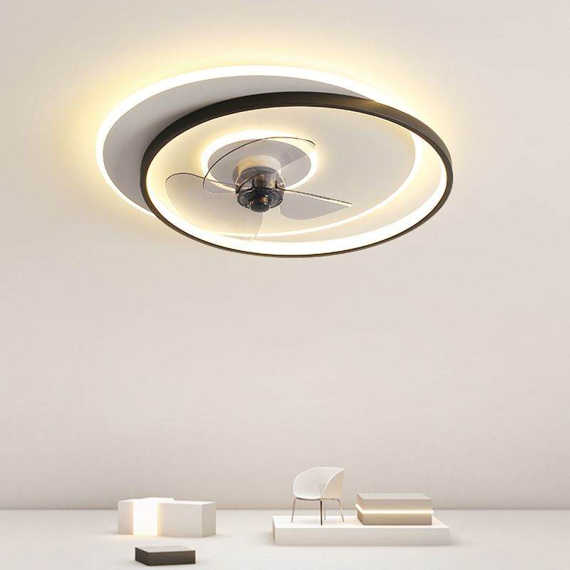 Quinn Design Ronde Fan LED Plafondventilator met Lamp Metaal/Acryl Wit/Zwart Slaap/Woon/Eetkamer