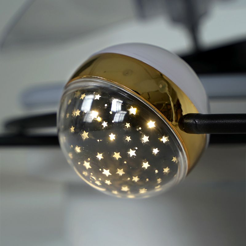 Madina Design LED Plafondventilator met Lamp Metaal/Acryl Zwart/Goud Sterrenhemel Woonkamer/Eetkamer