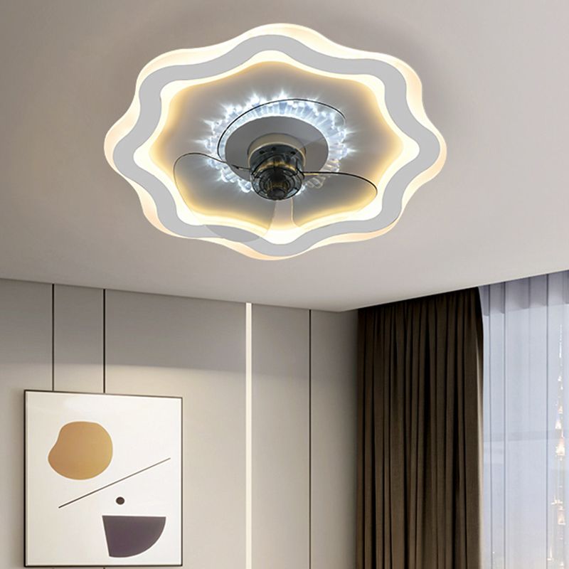 Morandi Design Plafondventilator met Lamp Acryl Wit/Blauw/Roze/Grijs Slaap/Woon/Eetkamer