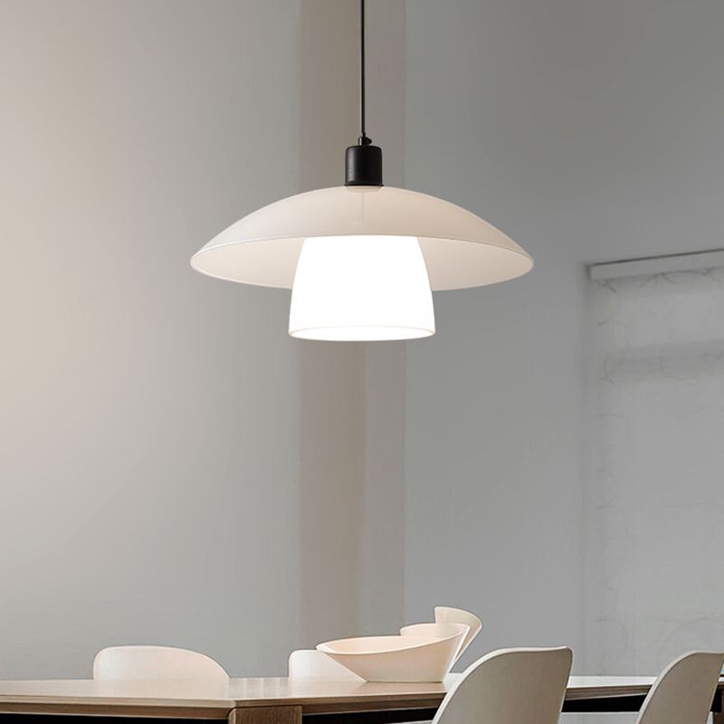 Carins Moderne LED Hanglamp Kap Metaal/Glas Wit Slaap/Woon/Eetkamer