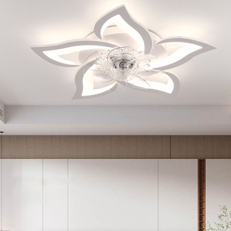 Hana Design Bloem LED Plafondventilator Metaal/Acryl Wit/Zwart Slaap/Woon/Eetkamer