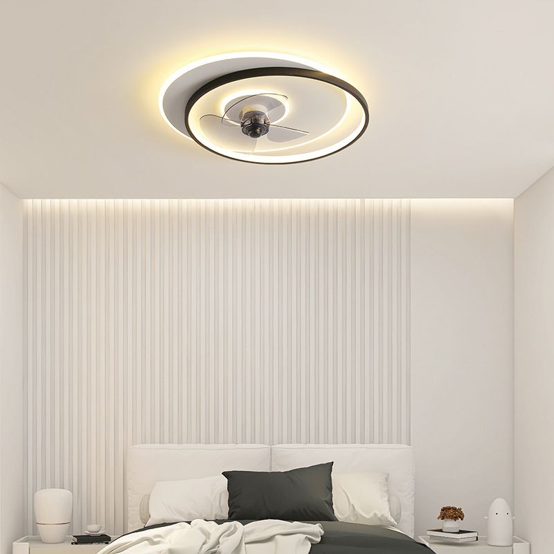 Quinn Design Ronde Fan LED Plafondventilator met Lamp Metaal/Acryl Wit/Zwart Slaap/Woon/Eetkamer