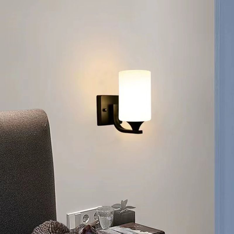 Eryn Moderne Cilinder LED Wandlamp Metaal/Glas Zwart/Chroom Slaap/Woon/Badkamer