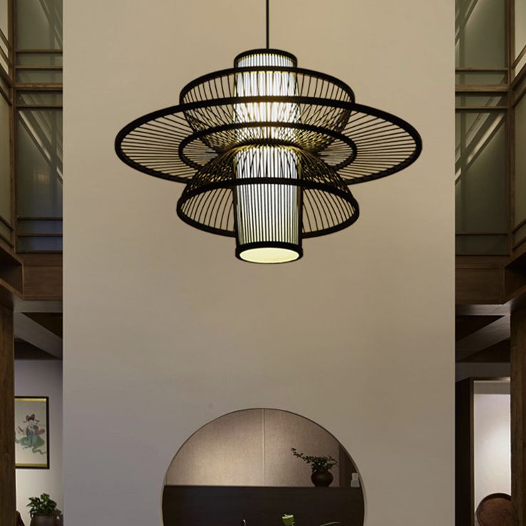 Muto Moderne Design LED Hanglamp Rattan Acryl Woonkamer Keuken