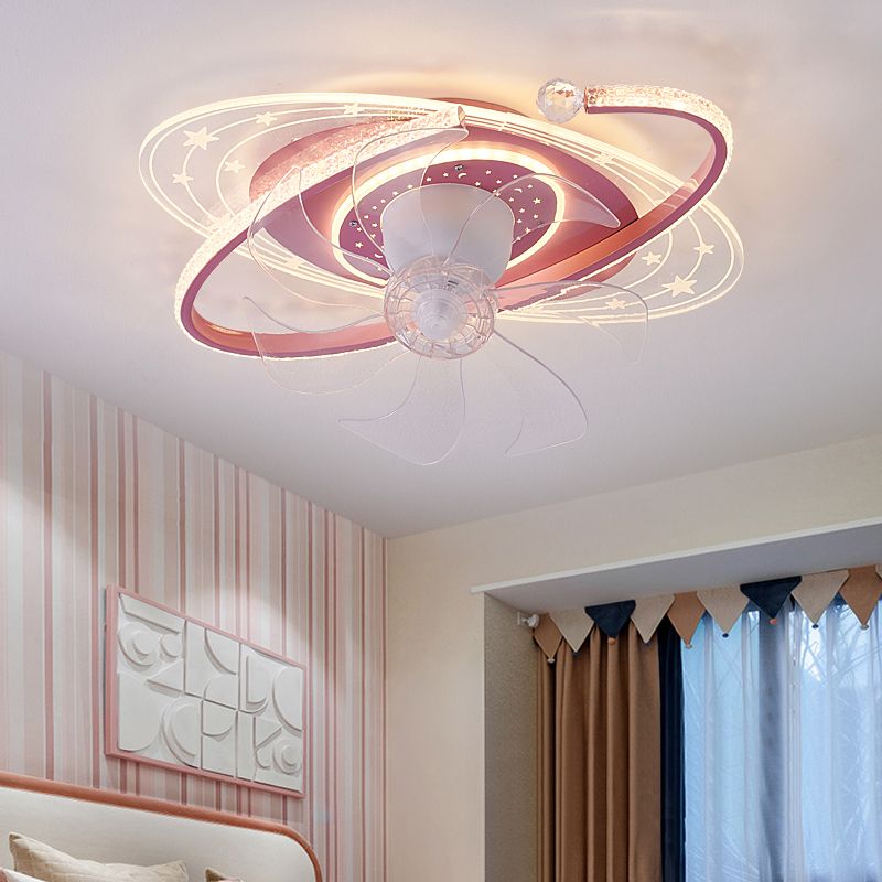 Minori Moderne Fan LED Plafondventilator met Lamp Metaal/Acryl Blauw/Zwart/Roze Slaap/Woon/Eetkamer