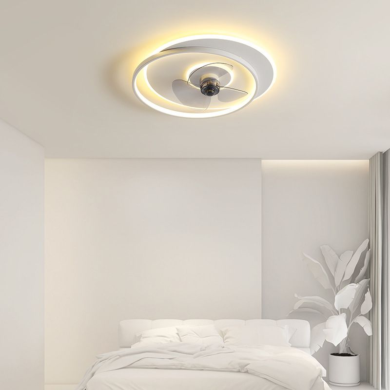 Quinn Design Ronde Fan LED Plafondventilator met Lamp Metaal/Acryl Wit/Zwart Slaap/Woon/Eetkamer