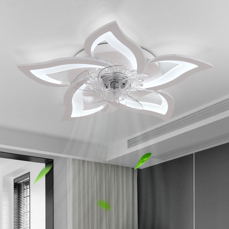 Hana Design Bloem LED Plafondventilator Metaal/Acryl Wit/Zwart Slaap/Woon/Eetkamer