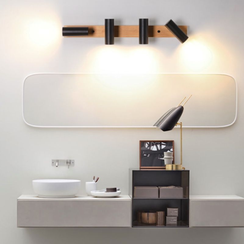 Ozawa Draaibare Spotlight Spiegel Front Vanity Wandlamp Hout/Metaal Slaapkamer/Woonkamer