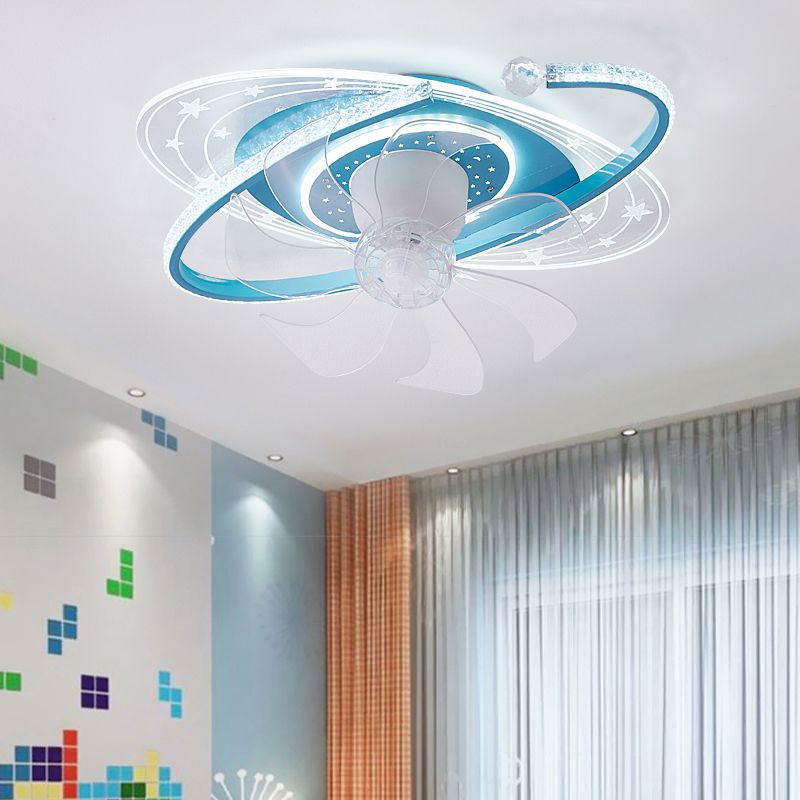 Minori Moderne Fan LED Plafondventilator met Lamp Metaal/Acryl Blauw/Zwart/Roze Slaap/Woon/Eetkamer
