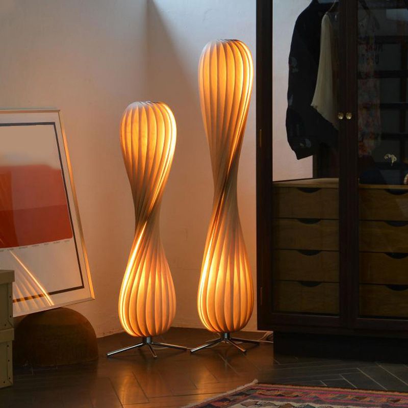 Ozawa Moderne Design LED Gedraaide Vloerlamp Hout Slaapkamer/Woonkamer