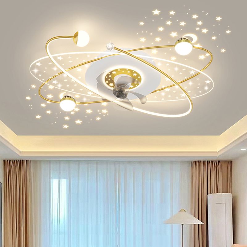 Madina Design Melkweg Plafondventilator met Lamp Metaal/Acryl Zwart/Wit/Goud Slaap/Woon/Eetkamer