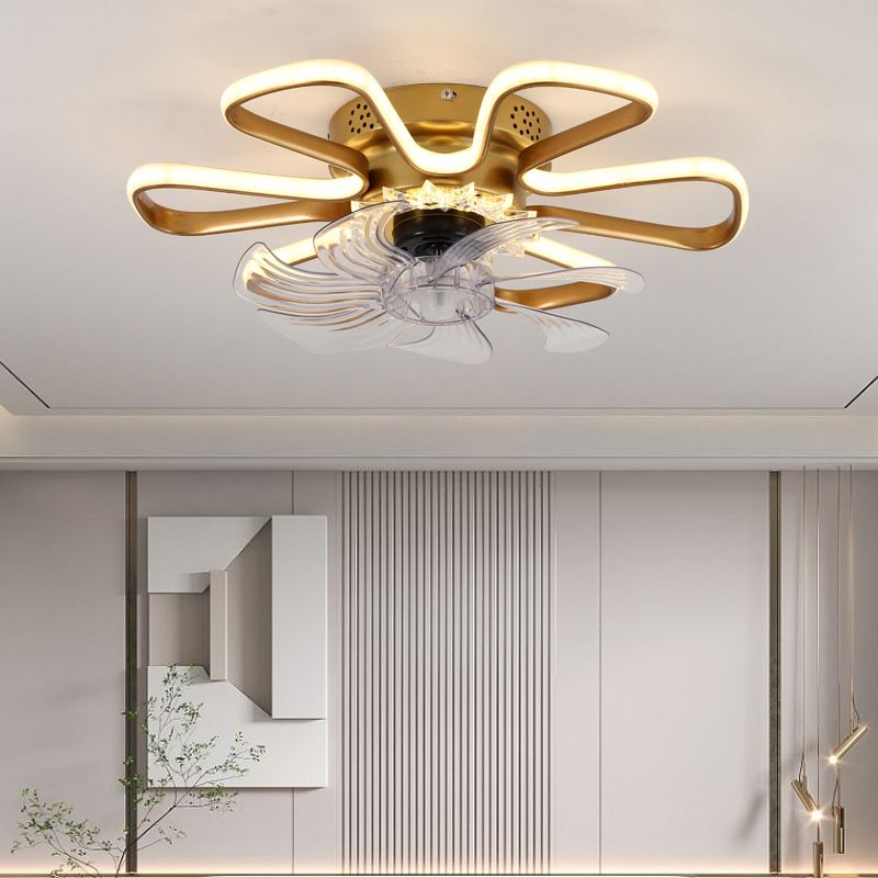 Hana Design Bloem Plafondventilator met LampMetaal/Acryl Zwart/Wit/Goud Slaap/Woon/Eetkamer