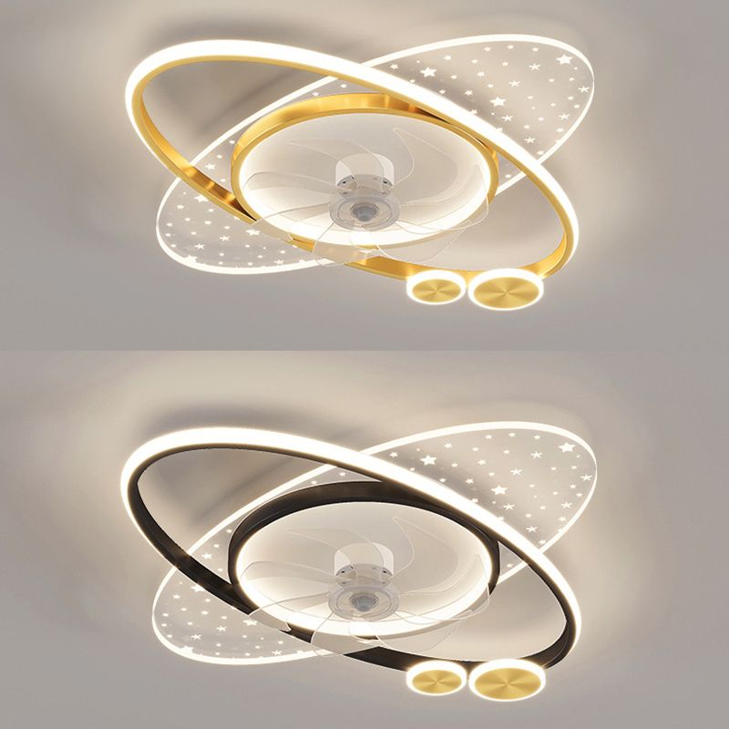 Madina Moderne Design LED Plafondventilator met Lamp Metaal/Acryl Goud/Zwart Woonkamer/Eetkamer