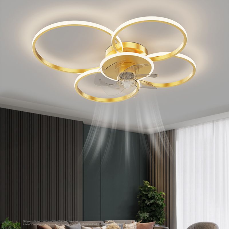 Arisha Moderne Design LED Plafondventilator met Lamp Metaal/Acryl Zwart/Goud Woonkamer/Eetkamer