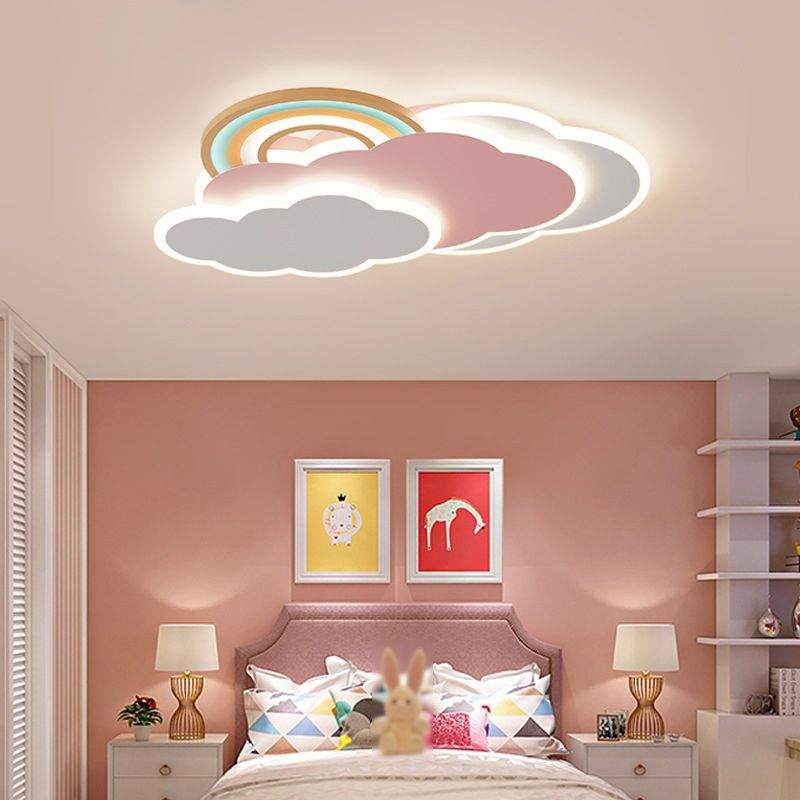 Minori Design Wolk/Regenboog LED Plafondlamp Metaal/Acryl Wit/Roze Slaap/Kinderkamer