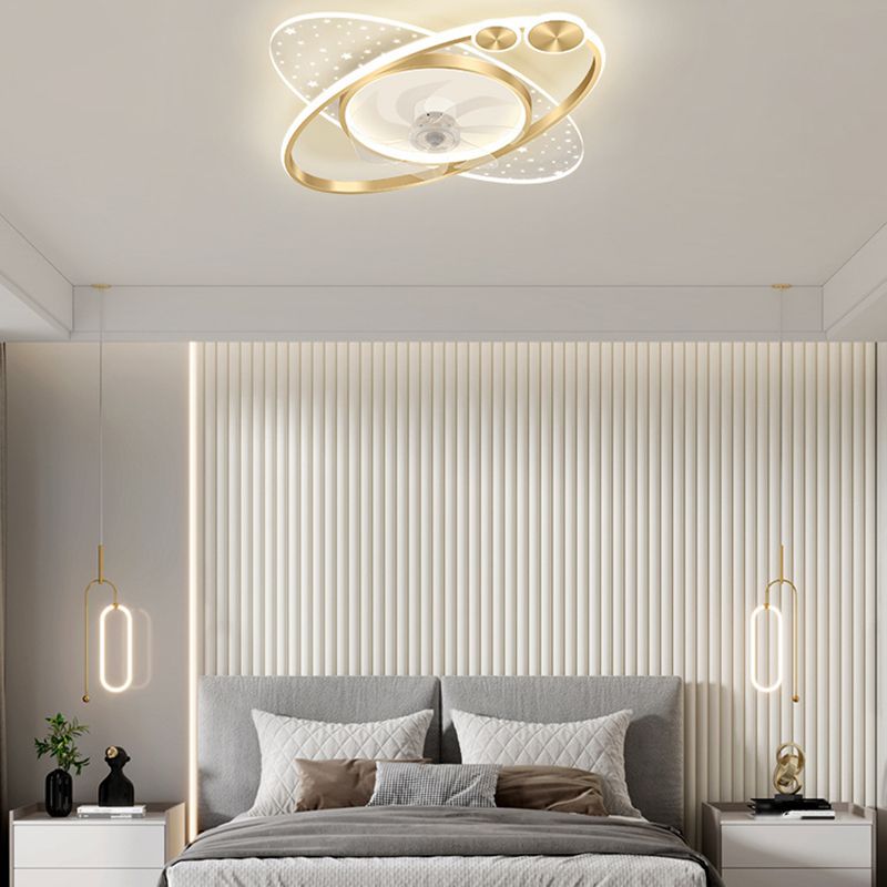 Madina Moderne Design LED Plafondventilator met Lamp Metaal/Acryl Goud/Zwart Woonkamer/Eetkamer