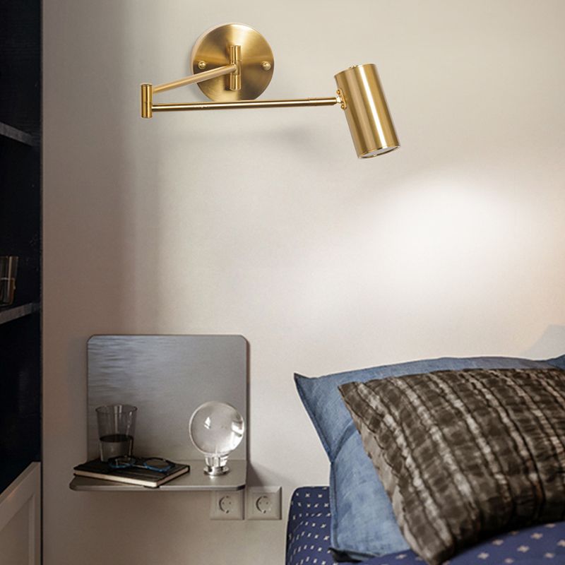 Freja Moderne Design Wandlamp Cilindrisch Verstelbare Lampstang Metaal Messing Slaapkamer/Woonkamer