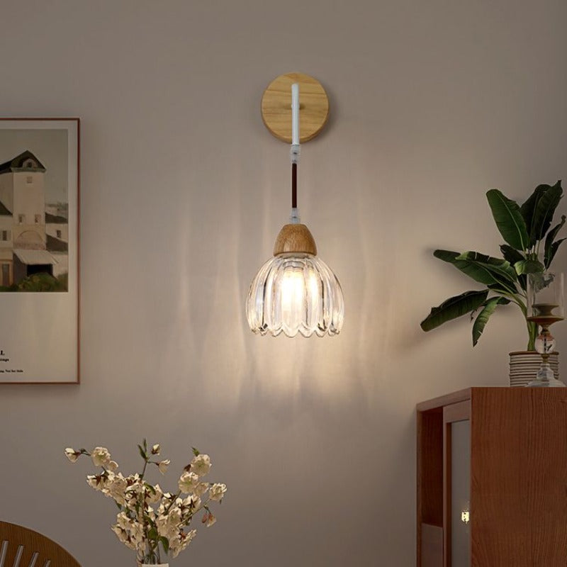 Lily Moderne Design LED Geplooide Helder Wandlamp Hout/Glas Slaapkamer/Eetkamer/Woonkamer/Keuken
