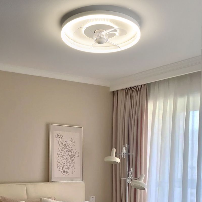 Quinn Moderne Ronde Fan LED Plafondventilator met Lamp Metaal/Acryl Wit Slaap/Woon/Eetkamer