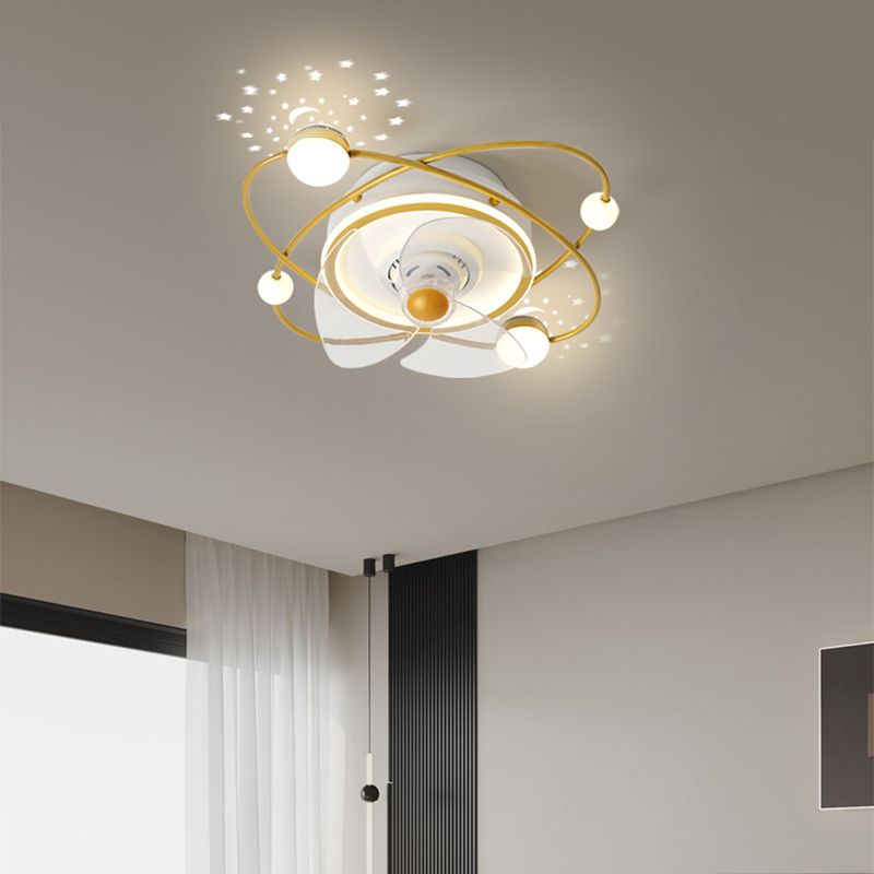 Madina Design LED Plafondventilator met Lamp Metaal/Acryl Zwart/Goud Sterrenhemel Woonkamer/Eetkamer