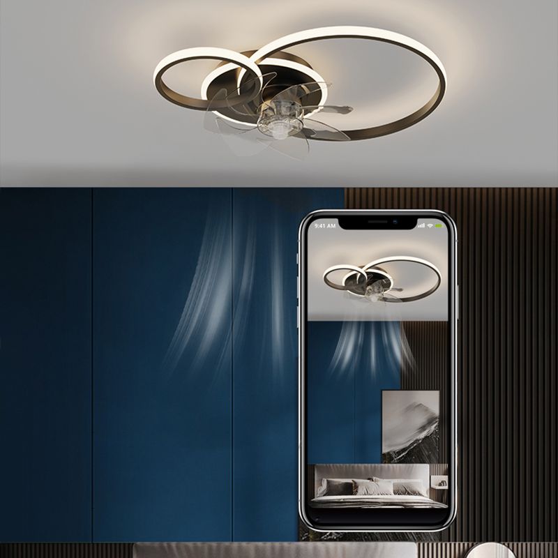 Arisha Moderne Design LED Plafondventilator met Lamp Metaal/Acryl Zwart/Goud Woonkamer/Eetkamer