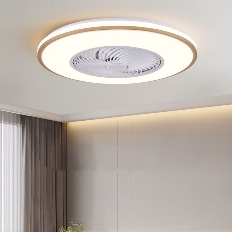 Quinn Moderne Ronde Fan LED Plafondventilator met Lamp Metaal/Acryl Wit/Zwart/Grijs/Goud Slaap/Woon/Eetkamer