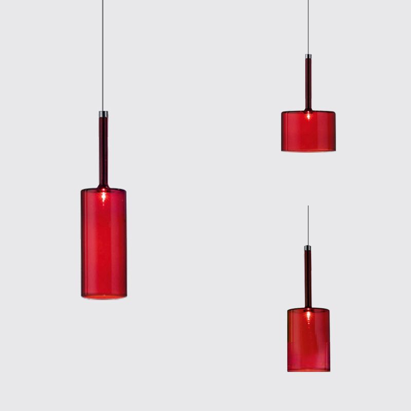 Hailie Moderne Design LED Hanglamp Glas Rood Grijs Woonkamer