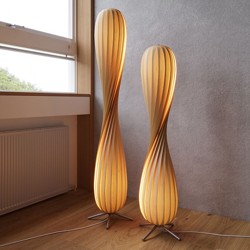 Ozawa Moderne Design LED Gedraaide Vloerlamp Hout Slaapkamer/Woonkamer