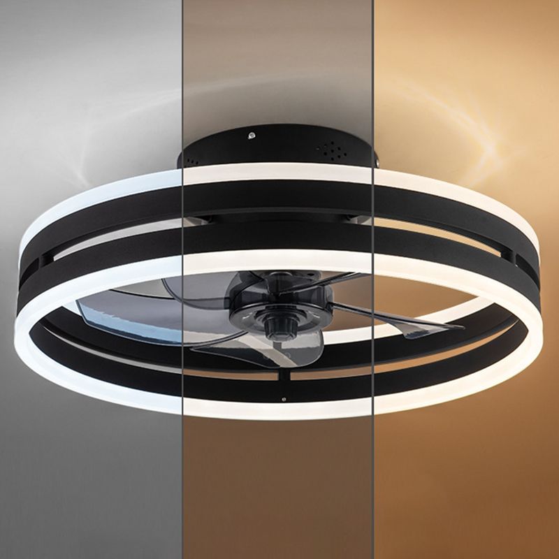 Alessio Design LED Plafondventilator met Lamp Metaal/Acryl Zwart/Wit Dubbellaags Woonkamer/Eetkamer