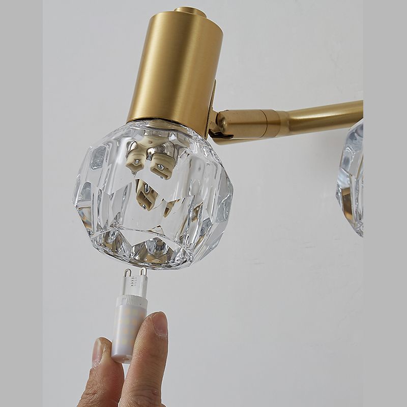 Kristy Retro LED Wandlamp Metaal/Crystal Goud Slaap/Woon/Badkamer