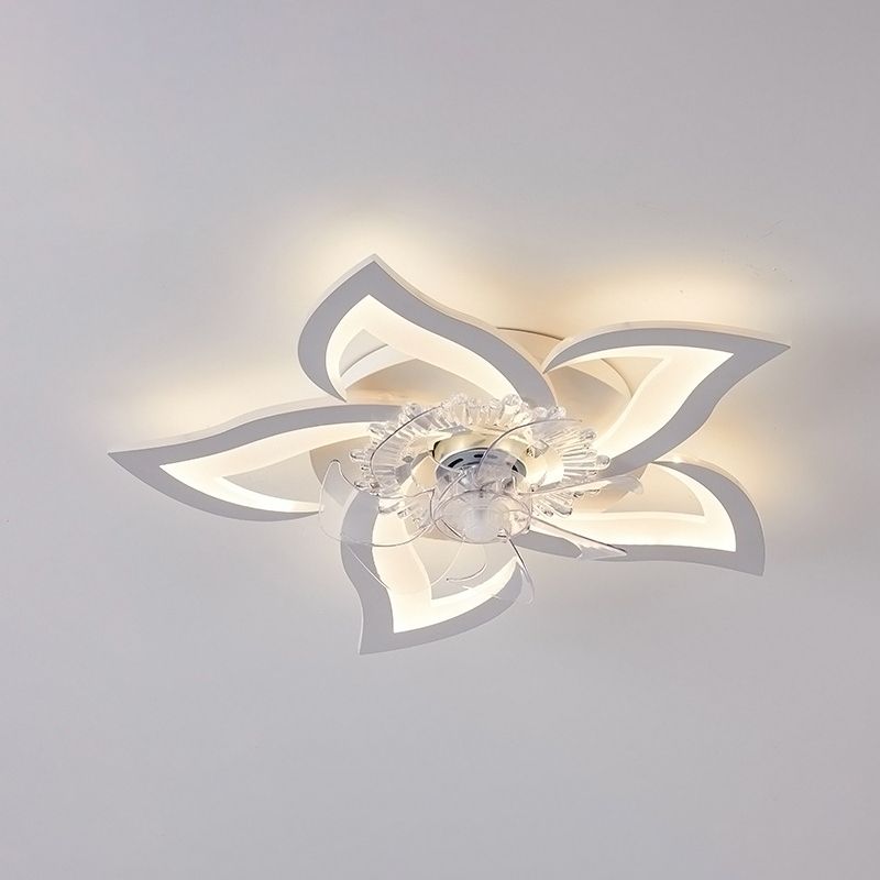 Hana Design Bloem Fan LED Plafondventilator met Lamp Metaal/Acryl Wit Slaap/Woon/Eetkamer