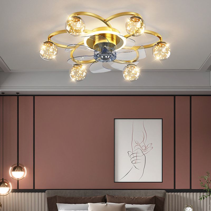 Madina Moderne Design LED Plafondventilator met Lamp Metaal/Acryl Goud Woonkamer/Eetkamer
