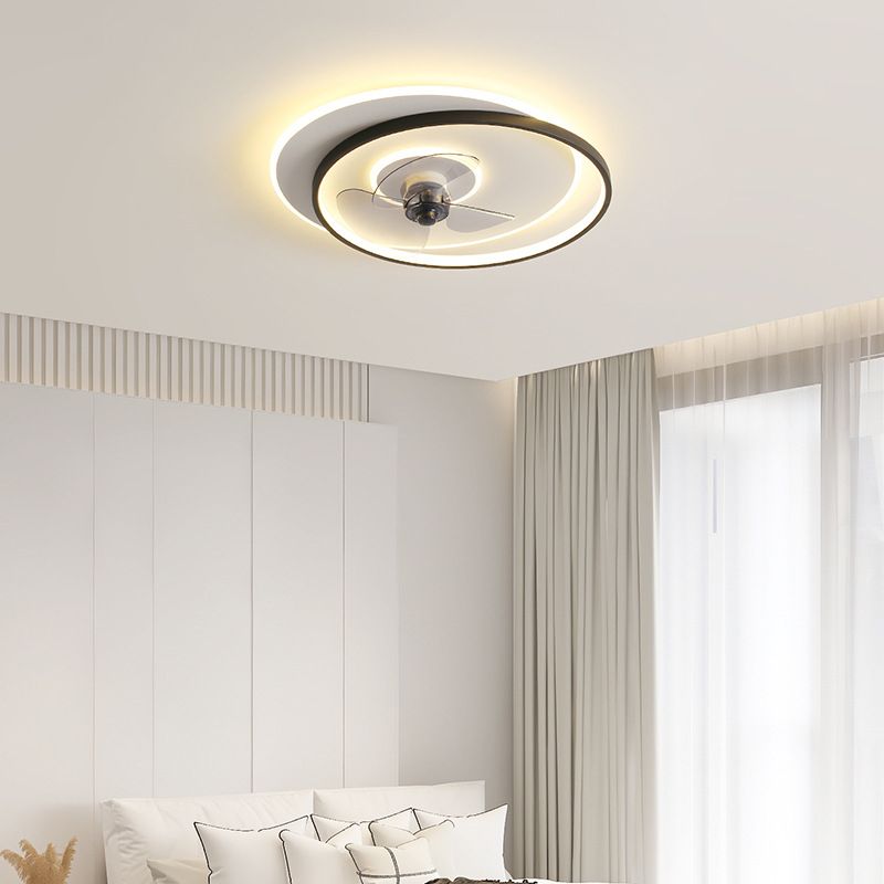 Quinn Design Ronde Fan LED Plafondventilator met Lamp Metaal/Acryl Wit/Zwart Slaap/Woon/Eetkamer