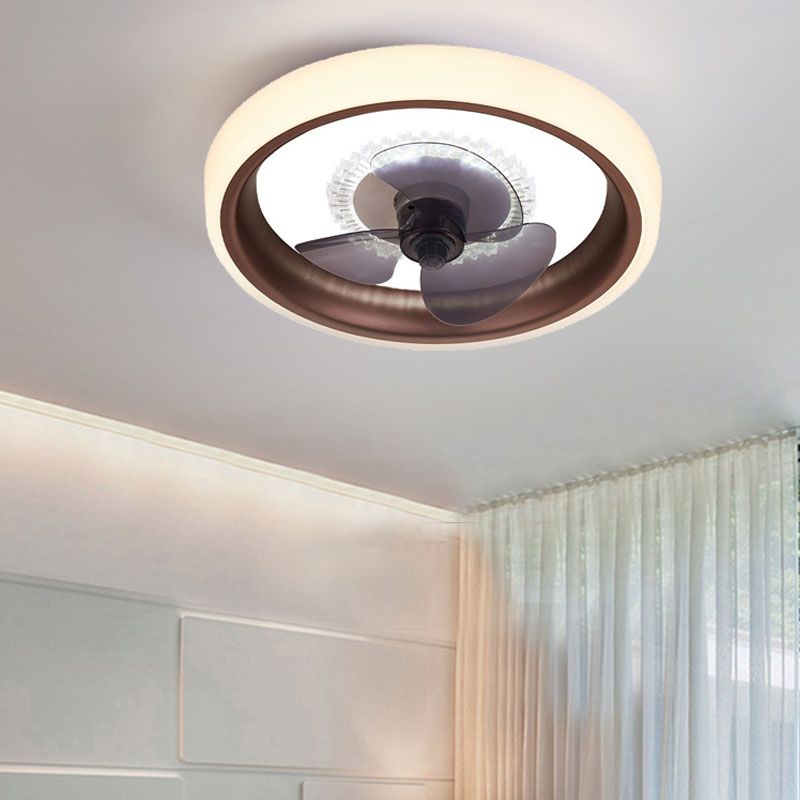 Morandi Moderne Ronde Plafondventilator met Lamp Acryl Wit/Zwart Slaap/Woon/Eetkamer