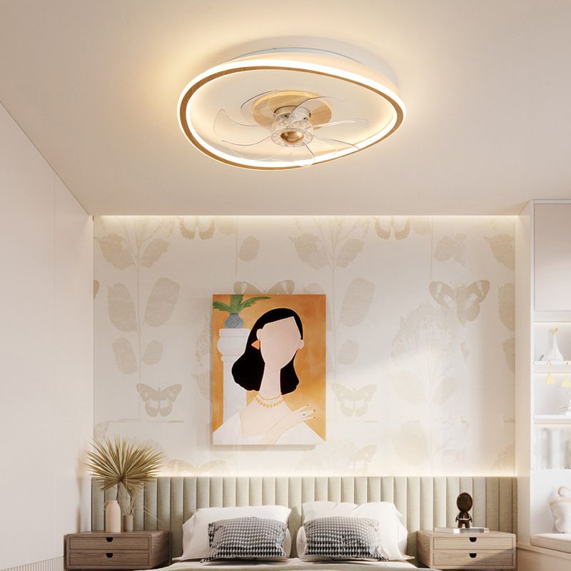 Ozawa Moderne Ovaal/Rond Fan LED Plafondventilator met Lamp Hout/Acryl Hout/Walnoot Slaap/Woon/Eetkamer