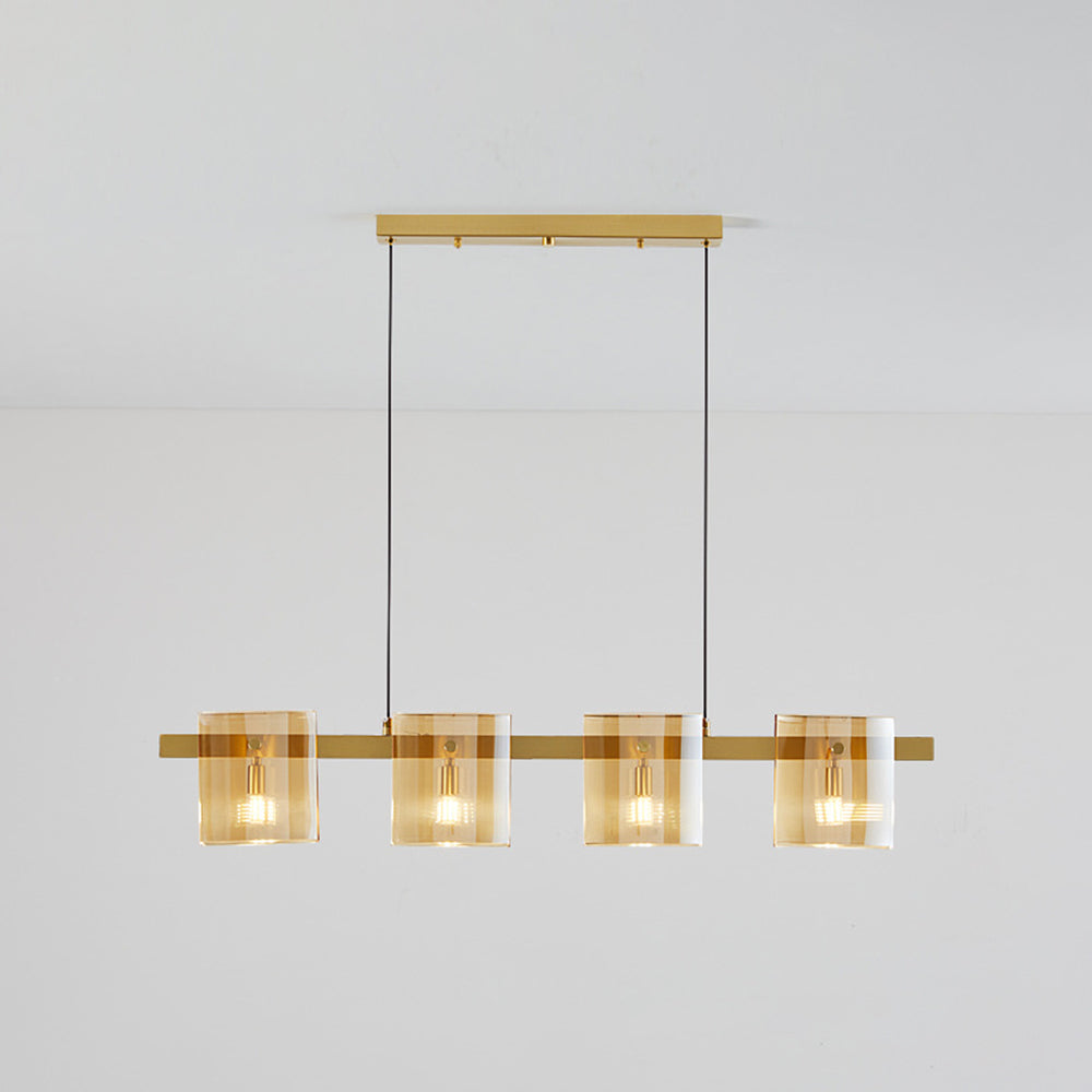 Evette Moderne Design Minimalistische Lineaire Hanglamp Metalen/Glas Zwart/Goud Eetkamer