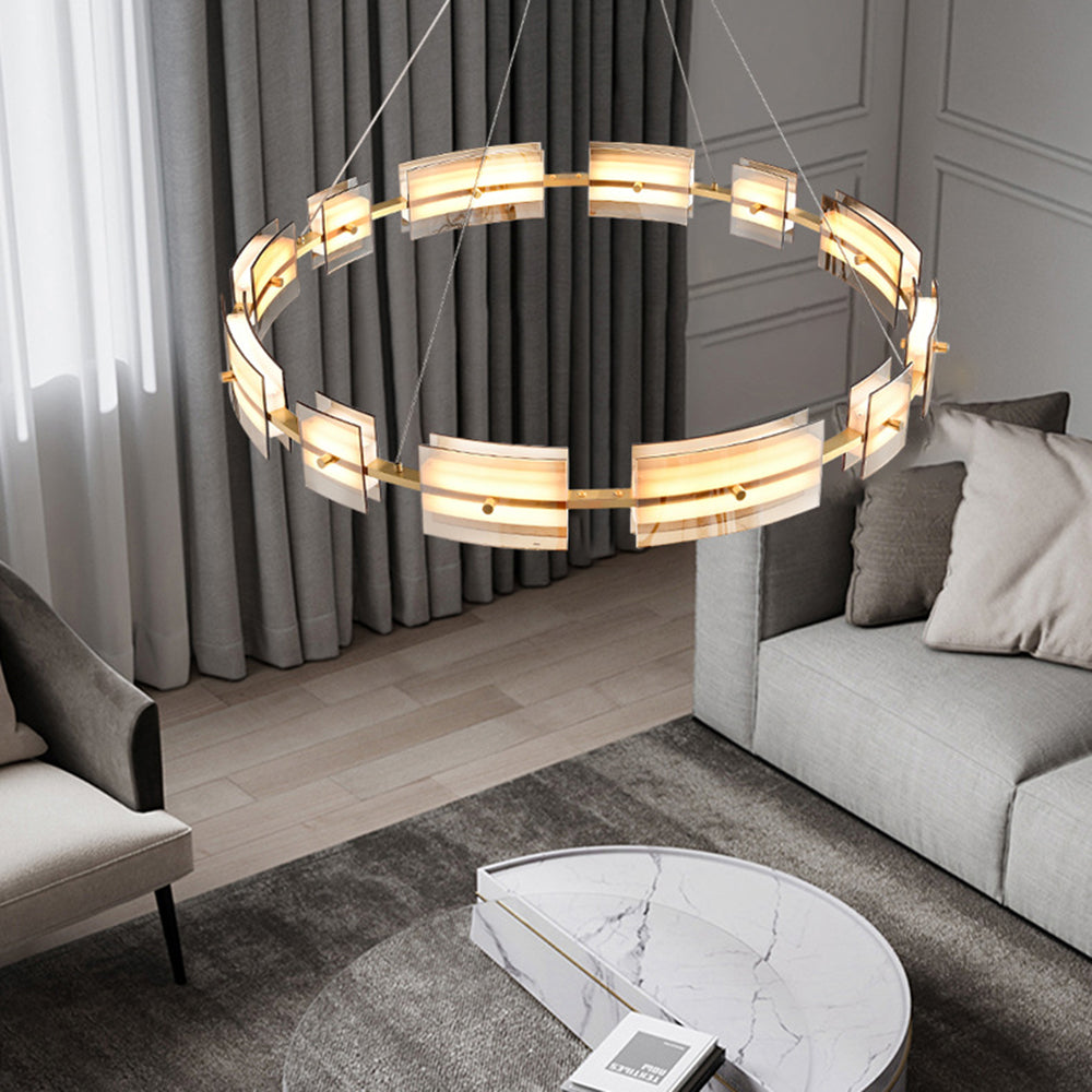 Evette Moderne Design LED Minimalistische Ring Hanglamp Metalen/Glas Zwart/Goud Slaap/Eetkamer