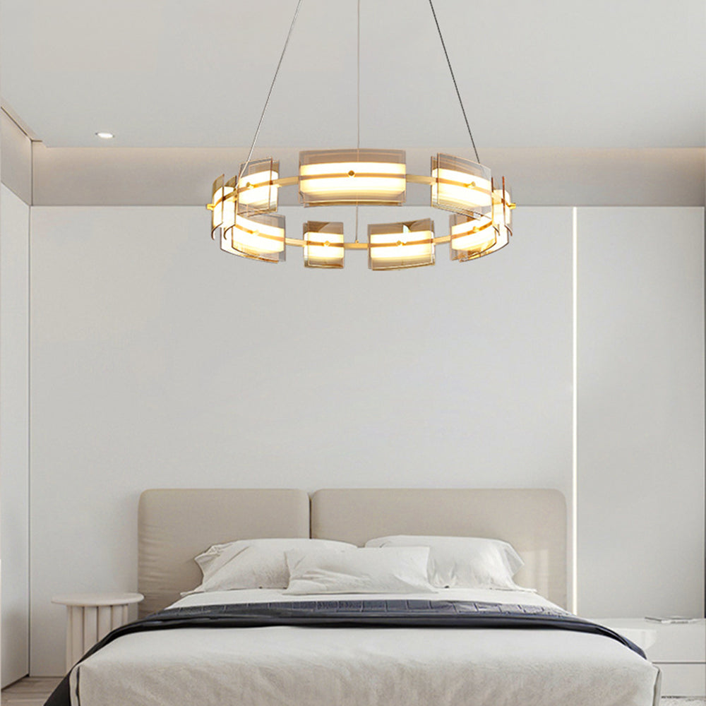 Evette Moderne Design LED Minimalistische Ring Hanglamp Metalen/Glas Zwart/Goud Slaap/Eetkamer