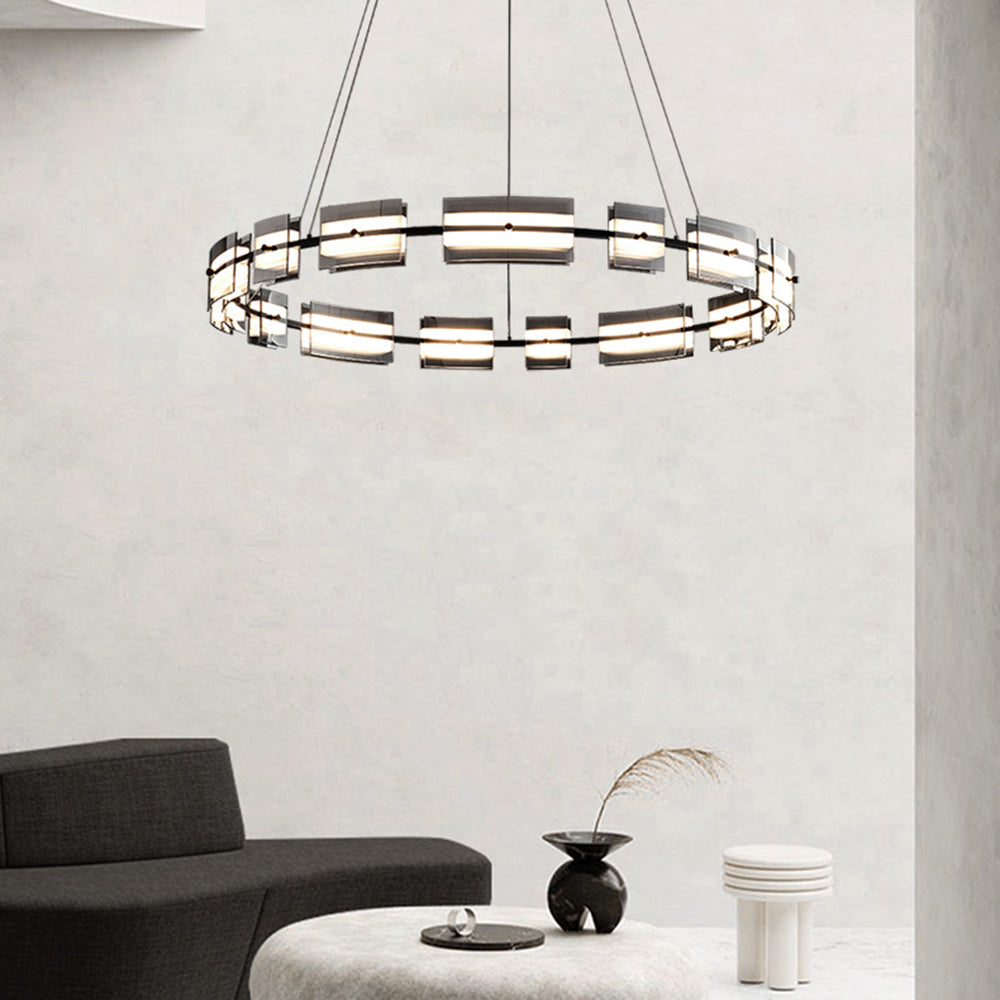 Evette Moderne Design LED Minimalistische Ring Hanglamp Metalen/Glas Zwart/Goud Slaap/Eetkamer