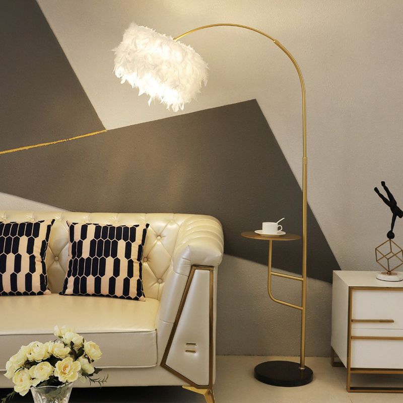 O'Moore Moderne Design Elegante Vloerlamp Boog Metaal/Veer Zwart/Wit Slaapkamer/Woonkamer