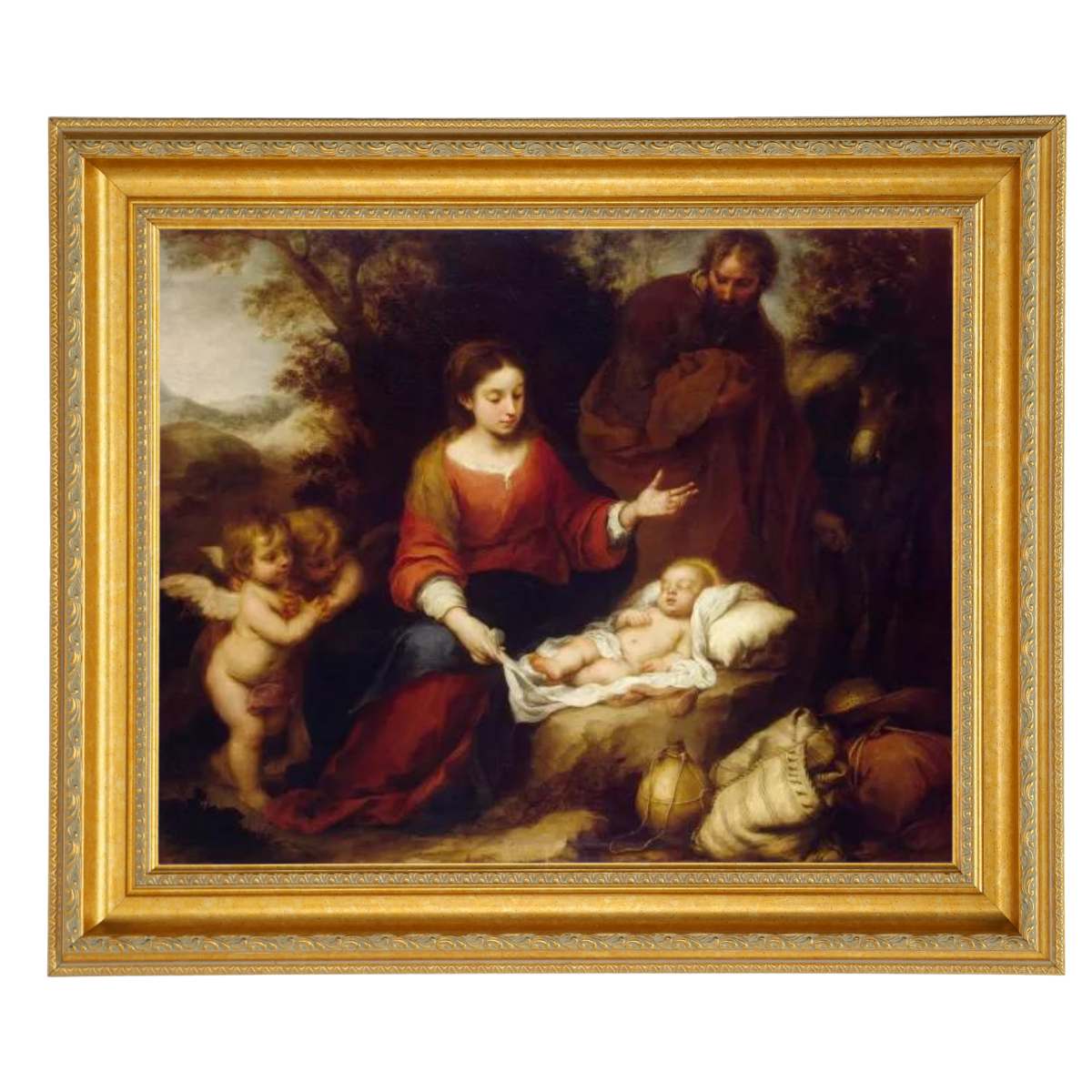 Rest on the Flight Into Egypt - Vintage muurkunstafdrukken kunstig voor de woonkamer