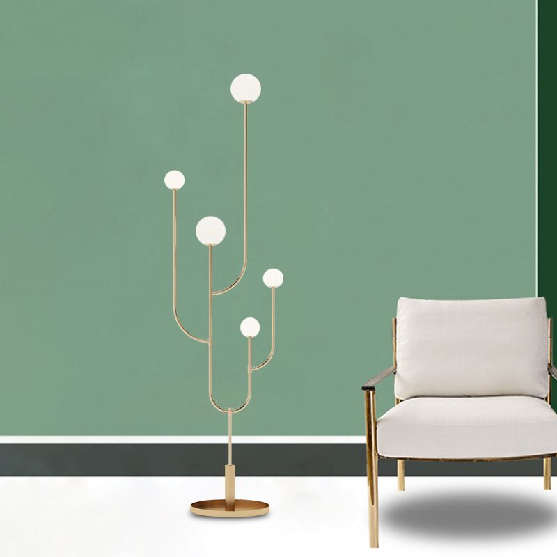 Valentina Moderne Design LED Unieke Cactus Vloerlamp Metaal Glas Wit Slaapkamer/Woonkamer