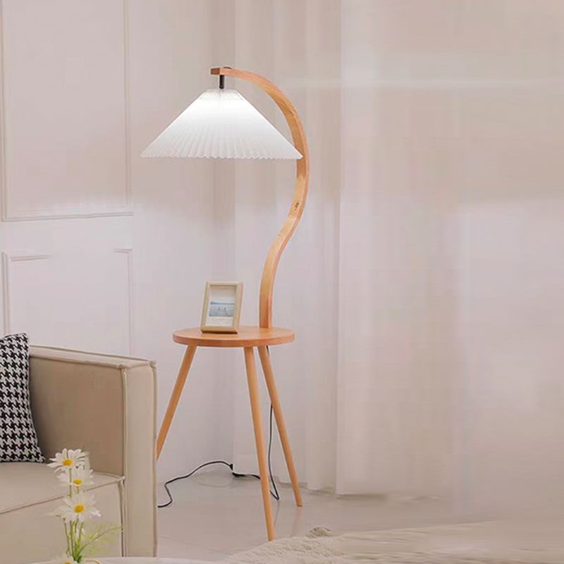 Ozawa Moderne Geplooide Nachtkastje Vloerlamp Hout Stof Woonkamer/Slaapkamer