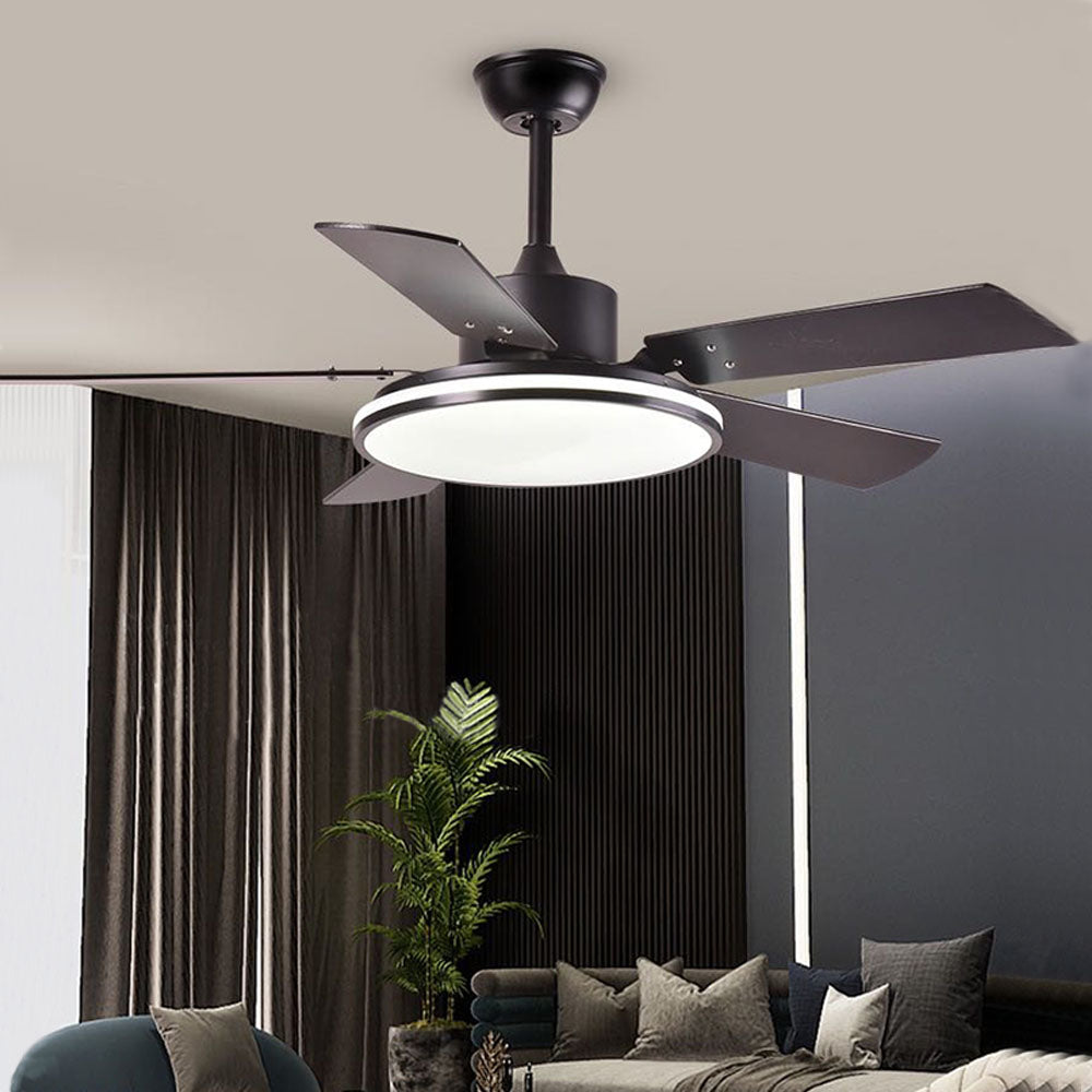 Haydn Moderne Design LED Plafondventilator met Lamp Zwart Metaal Woonkamer/Eetkamer/Slaapkamer