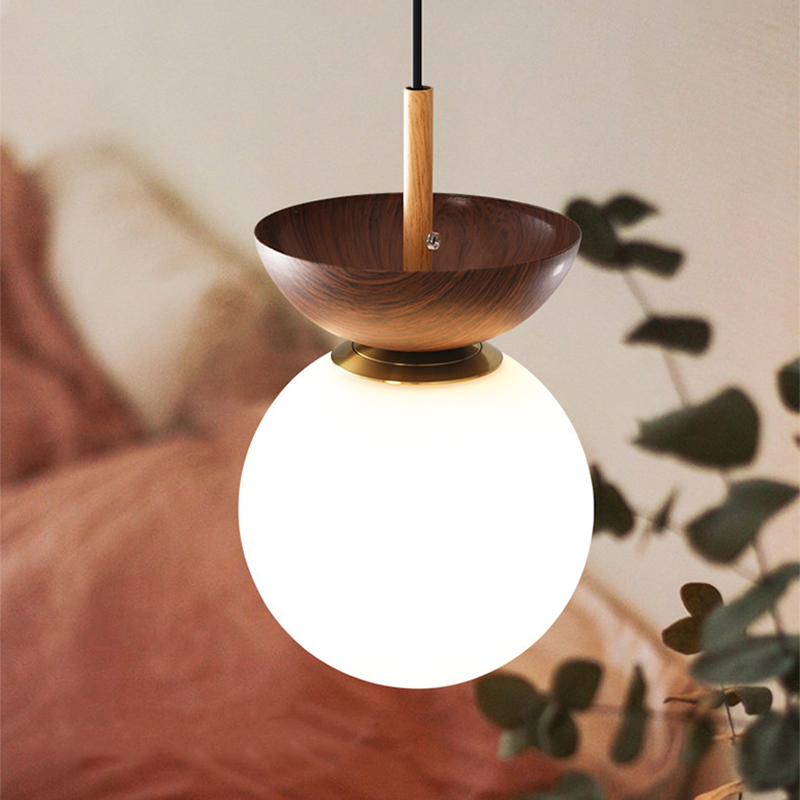 Valentina Scandinavische Japanse Glob LED Plafondlamp/Hanglampen Metaal/Glas Slaapkamer/Burlywood