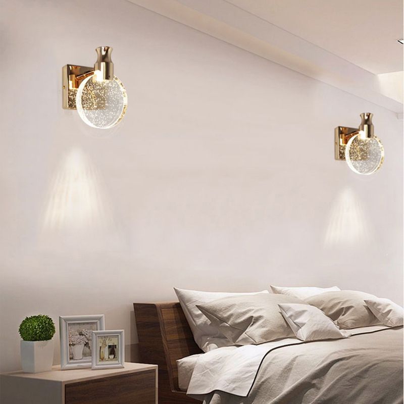 Kristy Moderne Ronde LED Wandlamp Metaal/Crystal Goud/Silver Slaap/Woon/Badkamer