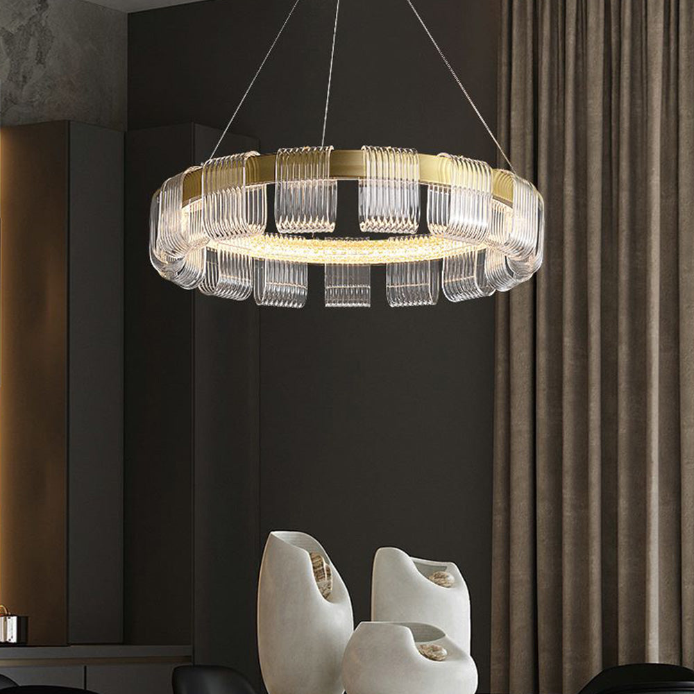 Evette Moderne Ronde LED Hanglamp Metaal/Acryl Goud/Transparant Slaap/Woon/Eetkamer