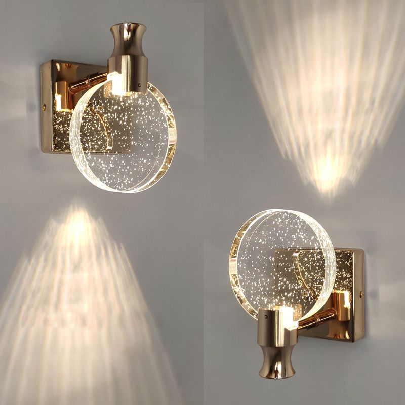 Kristy Moderne Ronde LED Wandlamp Metaal/Crystal Goud/Silver Slaap/Woon/Badkamer