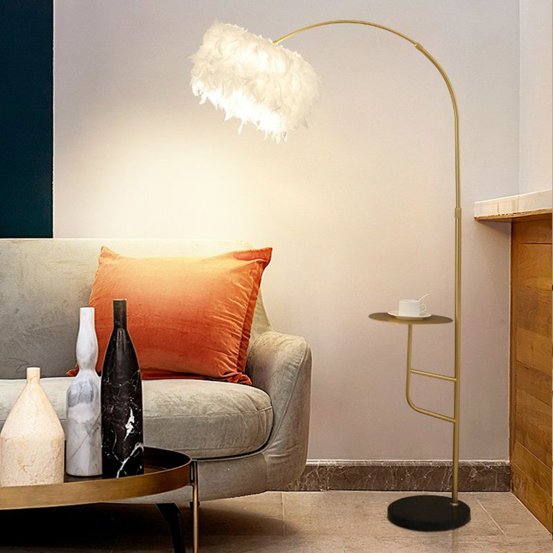 O'Moore Moderne Design Elegante Vloerlamp Boog Metaal/Veer Zwart/Wit Slaapkamer/Woonkamer